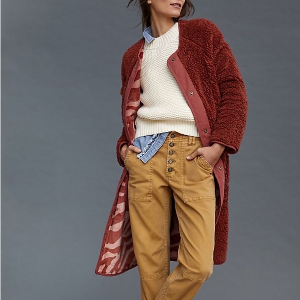 Anthropologie Margot Reversible Sherpa Coat Size XL